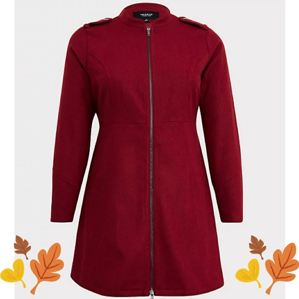 Torrid Dark Red Wool Blend Swing Coat - Size 4